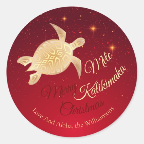 Elegant Hawaiian Christmas Classic Round Sticker