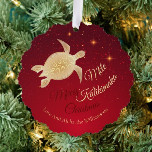 Elegant Hawaiian Christmas Ornament Card