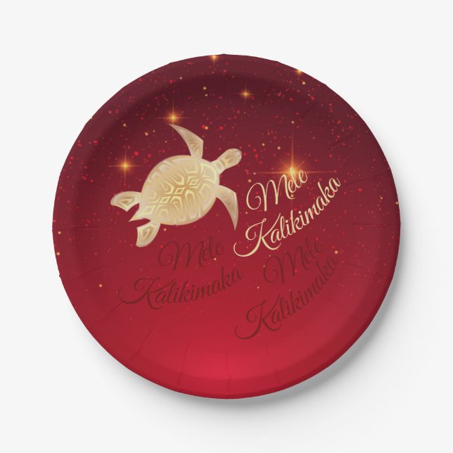 Elegant Hawaiian Christmas Paper Plates (Front)