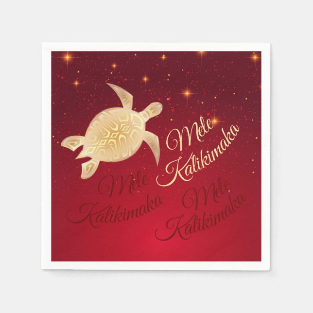 Elegant Hawaiian Christmas Turtle Napkins (Front)