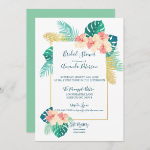 Elegant Hawaiian Hibiscus Bridal Shower Invitation