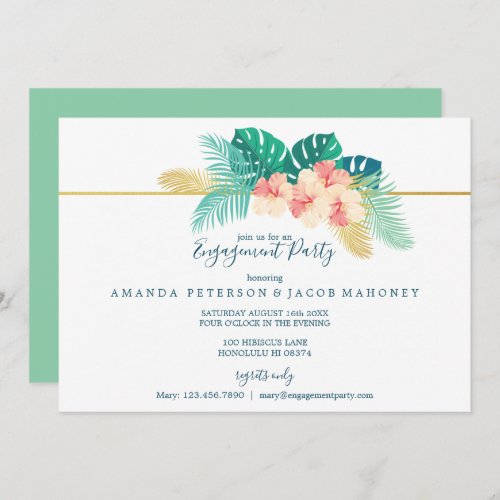 Elegant Hawaiian Hibiscus Wedding Engagement Party Invitation
