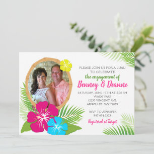 Elegant Hawaiian Luau Engagement Photo Invitation