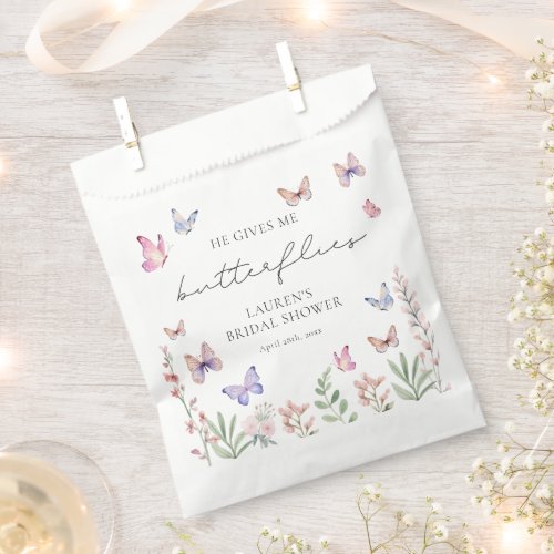 Elegant He Gives Me Butterflies Bridal Shower Favor Bag