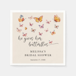 Elegant He Gives Me Butterflies Bridal Shower Napkins