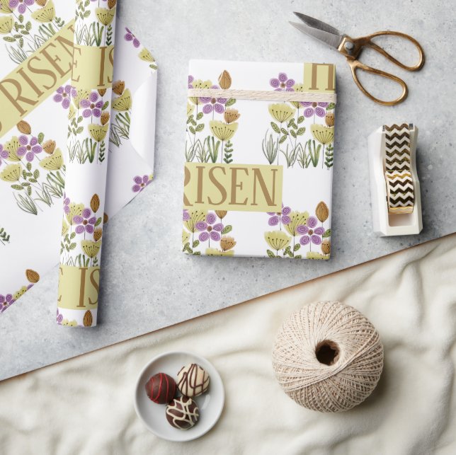 Elegant He Is Risen Floral  Wrapping Paper (Crafts)