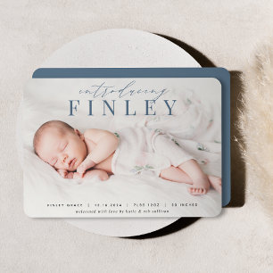 Elegant Headline   Photo Birth Announcement