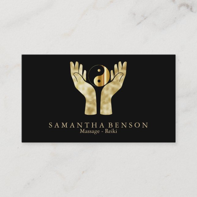 Elegant Healing Hands Yin Yang symbol  Business Card (Front)