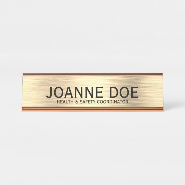 Elegant Health & Safety Coordinator Desk Name Plate (Front)