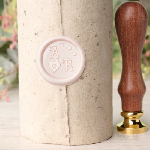 Elegant Heart 2 Monogram Two Letters Wedding Wax Seal Stamp