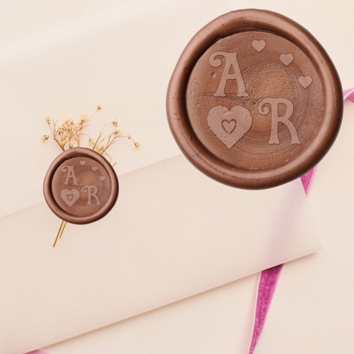 Elegant Heart 2 Monogram Two Letters Wedding Wax Seal Stamp