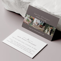 Elegant Heart 3 Photo Collage Wedding Photographer Business Card