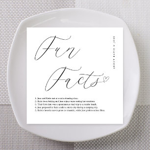 Elegant Heart Accent Fun Facts Wedding Napkins