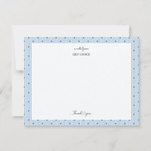 Elegant Heart & Blue Stripe Stationery Note Card