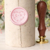 Elegant Heart Branch & Leaves Couples Monogram Wax Seal Stamp (Insitu (Parchment))
