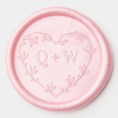 Elegant Heart Branch & Leaves Couples Monogram Wax Seal Sticker (Front)