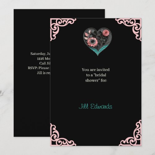 Elegant Heart Bridal Shower Invitation