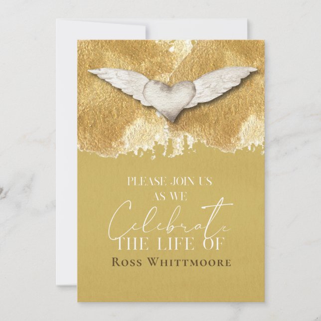 Elegant Heart Celebration of Life Funeral Memorial Invitation (Front)