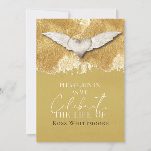 Elegant Heart Celebration of Life Funeral Memorial Invitation