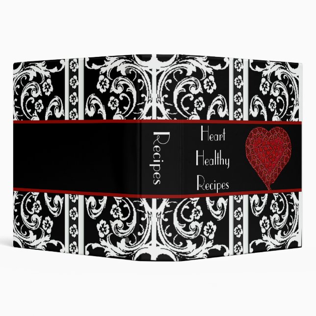 Elegant Heart & Damask Recipe Binder (Background)