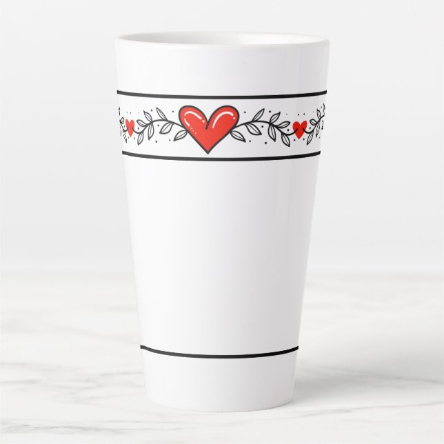 Elegant Heart Design Latte Mug (Front)