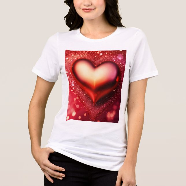 Elegant Heart Design T-Shirt – Show Your Love in  Tri-Blend Shirt (Front)