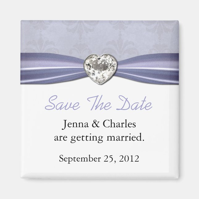 Elegant Heart Diamond Save the Date Magnet (Front)
