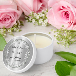 Elegant Heart Diamonds 10th Wedding Anniversary Mini Candle Favors