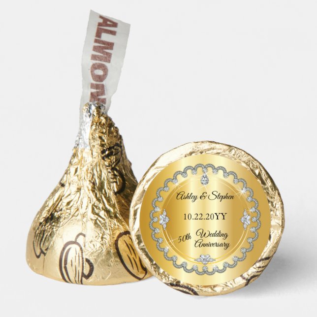 Elegant Heart Diamonds 50th Wedding Anniversary Hershey®'s Kisses® (Front)