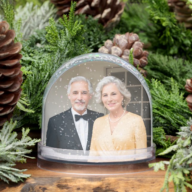Elegant Heart Diamonds 50th Wedding Anniversary Snow Globe (Winter)