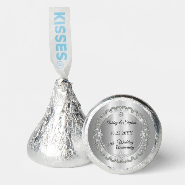 Elegant Heart Diamonds 60th Wedding Anniversary Hershey®'s Kisses® (Front)