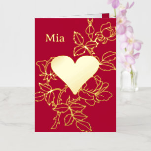 Elegant Heart Floral Personalized Foil Card