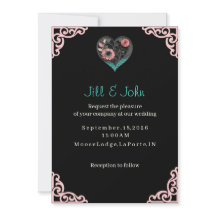 Elegant Heart Flower Wedding Invitation