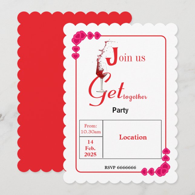 Elegant Heart Frame Valentine's Party  Invitation (Front/Back)