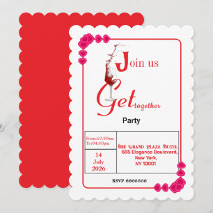 Elegant Heart Frame Valentine's Party Invitation