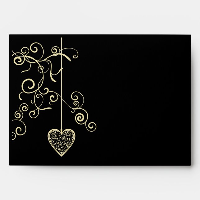 Elegant Heart Golden Wedding Anniversary Envelope (Front)