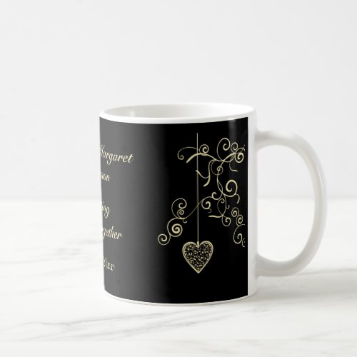 Elegant Heart Golden Wedding Anniversary Memento Coffee Mug