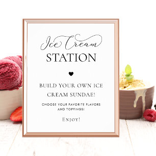 Elegant Heart Ice Cream Station Party Sign