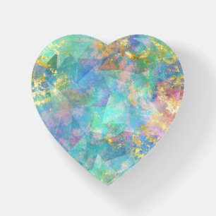 Elegant Heart Iridescent Opal Gemstone Inspired  Paperweight