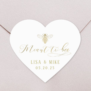 Elegant Heart Meant to Bee Honey Wedding Favor Sticker