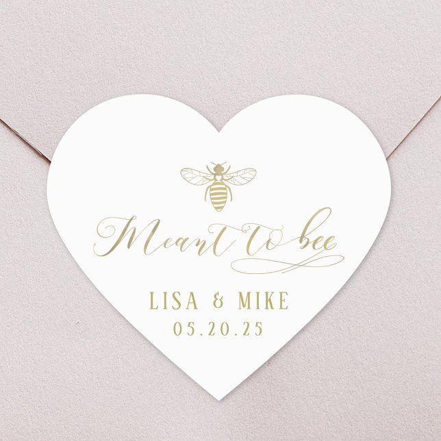 Elegant Heart Meant to Bee Honey Wedding Favor Sticker (Creator Uploaded)