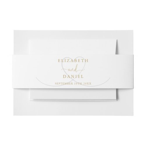 Elegant Heart Modern Gold Wedding Invitation Belly Band