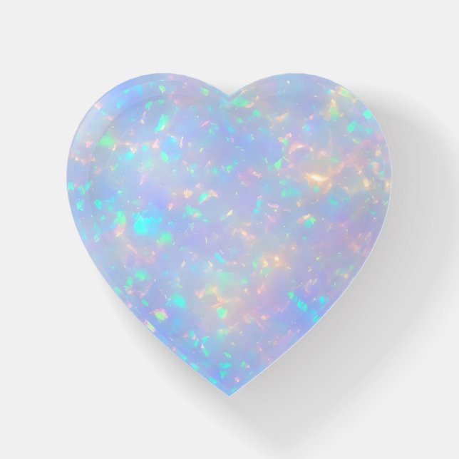 Elegant Heart Opal Prism Gemstone Inspired Pattern Paperweight (Front)