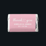 Elegant Heart Script Candy Pink Wedding Thank You Hershey's Miniatures<br><div class="desc">Elegant custom wedding Hershey's Chocolate Miniatures candy favors feature a modern heart calligraphy script "Thank You" design, and a stylish minimal monogram of the bride and groom first couple names and wedding date. The clean and simple design is easy to read on these small candies. Note, the light candy pink...</div>