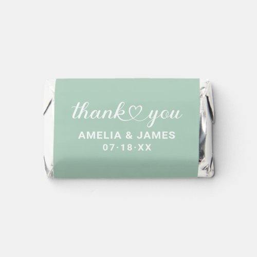 Elegant Heart Script Mint Green Wedding Thank You Hersheys Miniatures