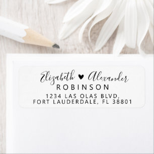 Elegant Heart Script Wedding Return Address Label