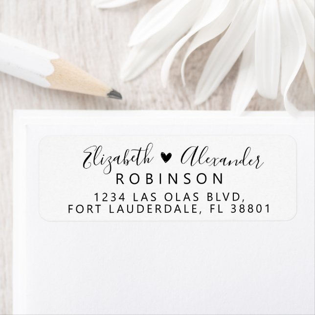 Elegant Heart Script Wedding Return Address Label (Insitu)