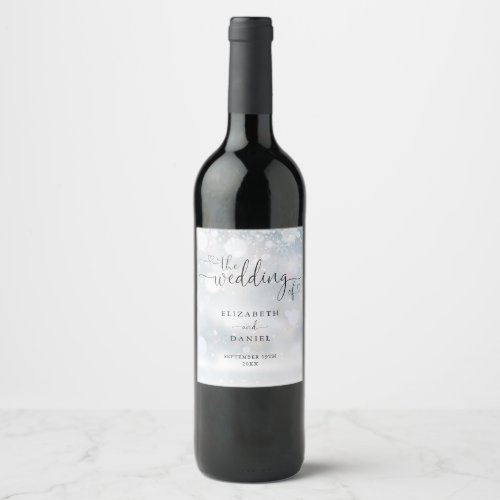 Elegant Heart Script Winter Wedding Wine Label