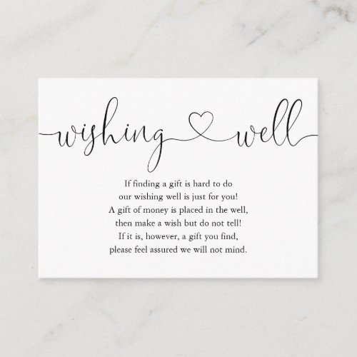 Elegant Heart Script Wishing Well Wedding Enclosure Card