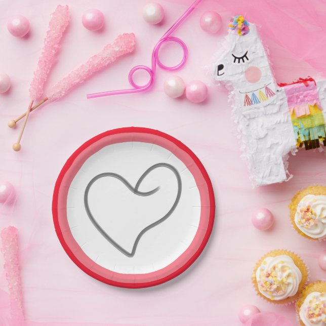 Elegant Heart Shape Design Paper Plates (Party)